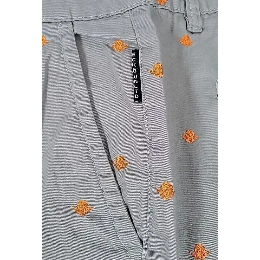 Y2K Ecko Unltd  Shorts Mens 36 Gray Baggy All Over Pattern Skulls Size‎ 36